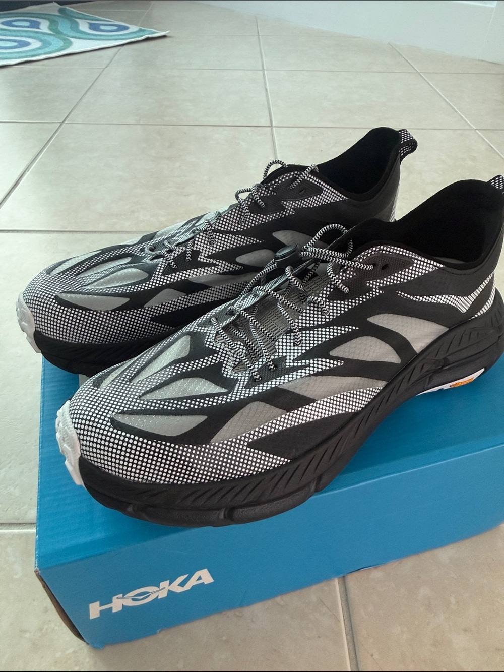 Hoka Men's Black and White Running Shoes